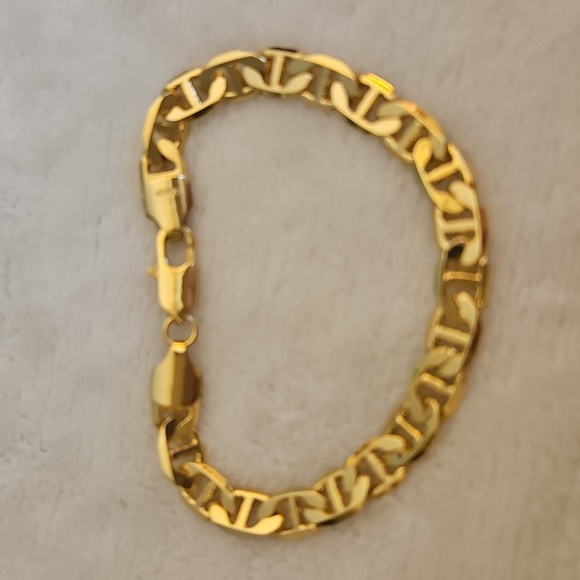 14k Gold Plated Mariner Chain Necklace and Bracelet Set - Picture 8 of 10